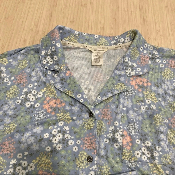 Lucky Brand Set of Two Shirt and Shorts Rib Knit Ditsy Floral Sleepwear Large - Picture 3 of 10